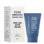 Fleur De Mer fruit acid moisturiser in blue 50ml tube. White box in background with blue text