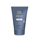 Fleur De Mer tinted sunscreen in medium shade. In blue tube