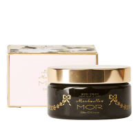 MOR Marshmallow Body Cream in black tub with gold lid