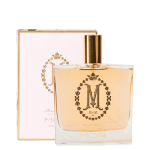 MOR mashmallow perfume in 100ml glass jar. Gold lid with gold symbol M