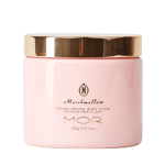 MOR marshmallow body scrub in pink tub with gold lid