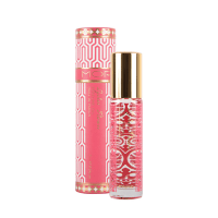 MOR little luxuries lychee flower perfume oil in 9ml glass roller. Pink outer box in colour.
