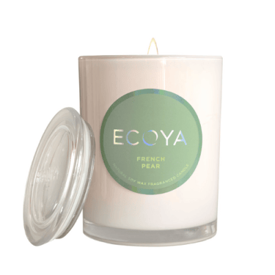 ECOYA metro candle in french pear scent in glass jar