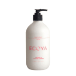 ECOYA guava and lychee sorbet body lotion in 450ml. White bottle with black pump lid