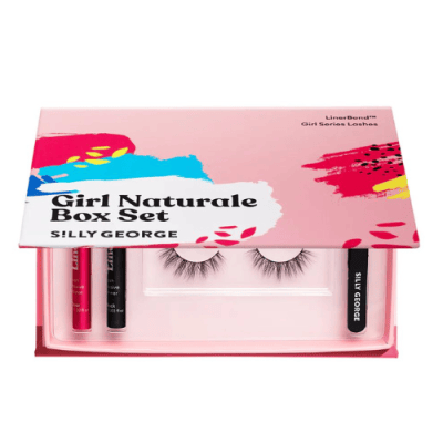 Silly George false eye lash girl naturale set with clear and black linerbond and lash applicator
