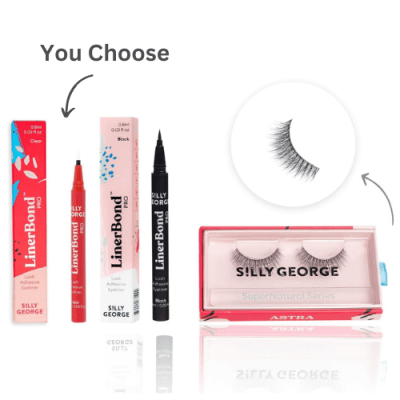 Silly George liner bond in clear and black with false Atsra super natural lashes