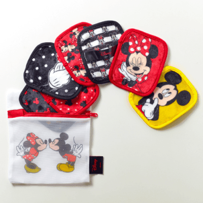 7 makeup erasers with bag in Minnie & Mickey Mouse design