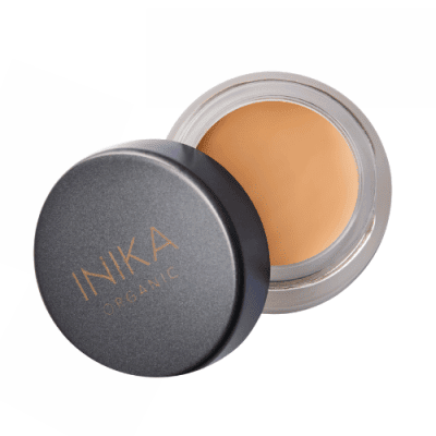 INIKIA Organic concealer with lid open and showing colour tawny