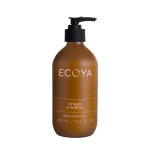 ECOYA body lotion with orange and saffron scent. Brown bottle with black pump in 450ml size