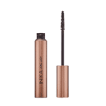INIKA brown long lash mascara with lid off showing brush