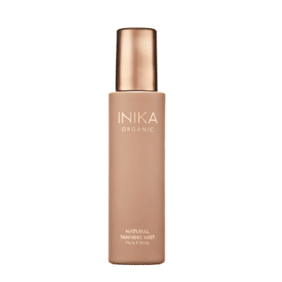 INIKA Organic Natural Tanning Mist in glass bottle with gold lid