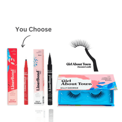 Silly George eyelashes in box. Linerbond in red and black box