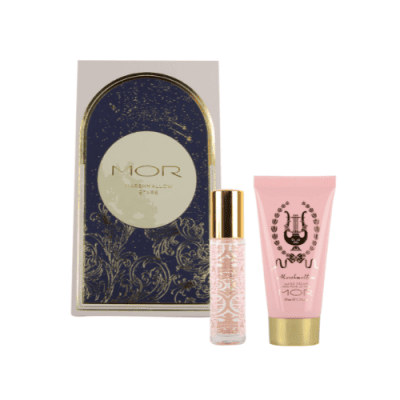 MOR Marshmallow Hand Cream & Perfume Oil Duo in blue moon box