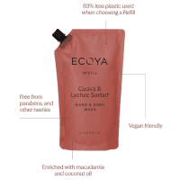 ECOYA Guava & Lychee Sorbet Hand & Body Wash Refill 1L - Image 3