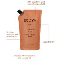 ECOYA Mandarin Gin Hand & Body Wash Refill 1L - Image 3