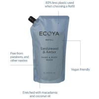 ECOYA Sandalwood & Amber Hand & Body Wash Refill 1L - Image 3