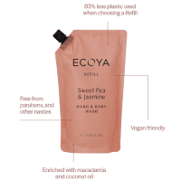 ECOYA Sweet Pea & Jasmine Hand & Body Wash Refill 1L - Image 3