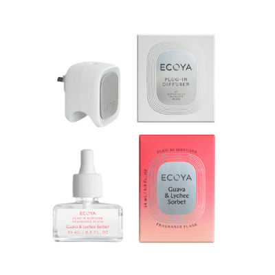 ECOYA Plug-In Diffuser + Fragrance Flask - Guava & Lychee Sorbet